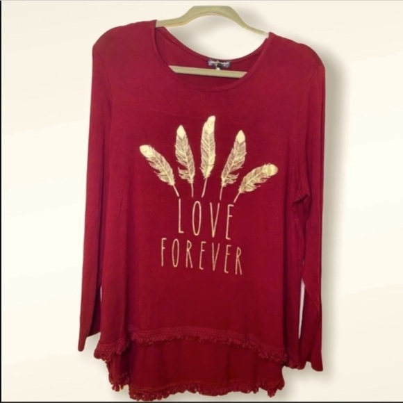 ATTITUDE NOT INCLUDED: Juniors Long Sleeve Graphic Hi Low Tee - Picture 1 of 3